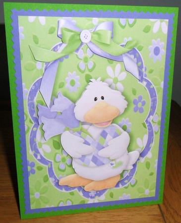 Cute Little Duck with a Heart and Bow by Johanna Lambert