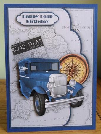 Blue Vintage Truck Envelope Card and Decoupage by Johanna Lambert