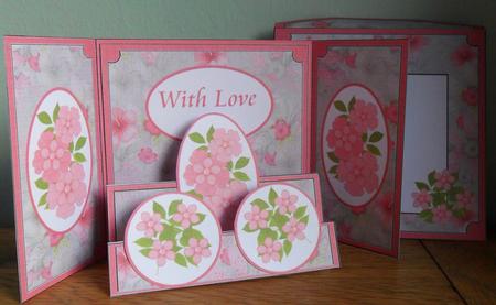 Gatefold Step Card - Mixed Pink Flowers by Johanna Lambert