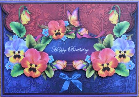 Pansies and Butterflies Envelope Card - Happy Birthday by Johanna Lambert