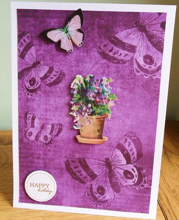 Vintage Tea Purple Butterfly A4 Backing Paper by Johanna Lambert