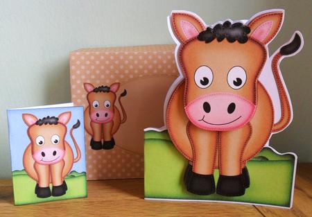 3D Gi Gi the Horse Shaped Card Decoupage N Envelope by Johanna Lambert