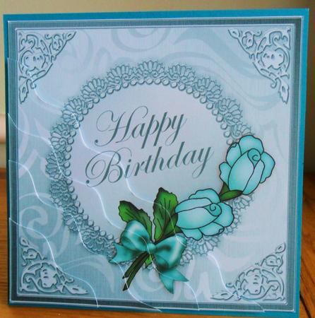 Roses and Metallic Lace Quick Card Wavy Corner Side Stacker by Johanna Lambert