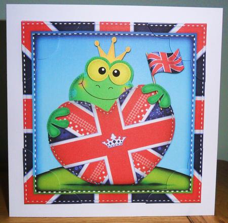 8x8 Freddy Frog's Union Jack Flag Heart Scalloped Topper by Johanna Lambert