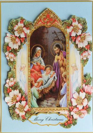 Baby Jesus in the Manger Vintage Christmas by Johanna Lambert