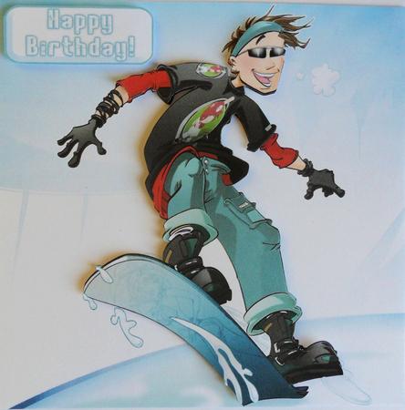 Snowboard Dude 8x8 Quick Card by Johanna Lambert