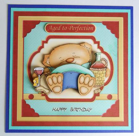 Aged to Perfection Wine Bear Topper & Decoupage by Johanna Lambert