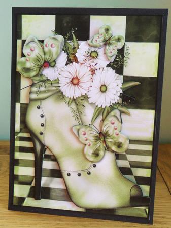 Minty Flowerheads Over Heel Decoupage by Johanna Lambert