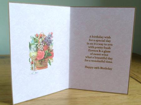 Beautiful Floral 25th Birthday Insert by Johanna Lambert