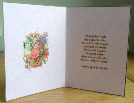 Beautiful Floral 45th Birthday Insert by Johanna Lambert
