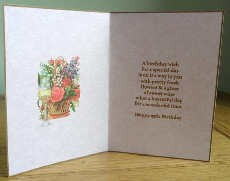 Beautiful Floral 55th Birthday Insert by Johanna Lambert