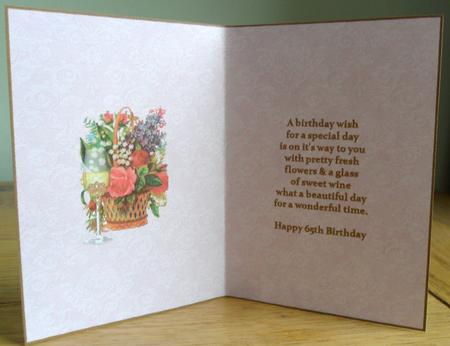 Beautiful Floral 65th Birthday Insert by Johanna Lambert