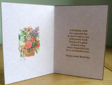 Beautiful Floral 100th Birthday Insert by Johanna Lambert