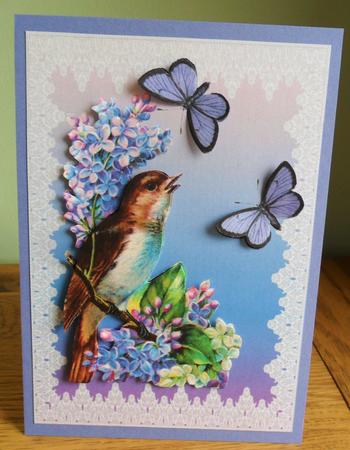 Butterflies, Bird and Lilacs by Johanna Lambert