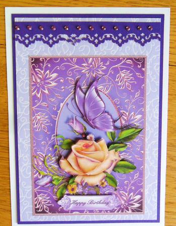 The Peach and Lilac Rose Card Front by Johanna Lambert