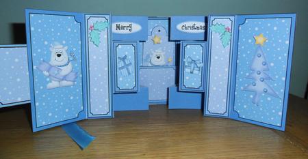 3D Xmas Ben Polar Bear Double Tri Shutter Card Kit by Johanna Lambert