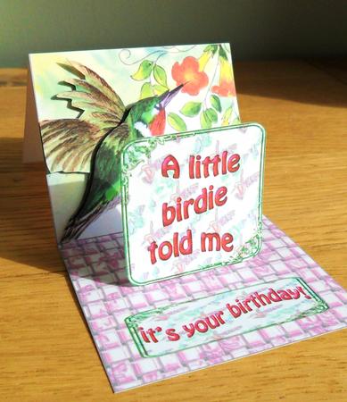 Little Humming Birdie Stand-up Element Easel Card by Johanna Lambert