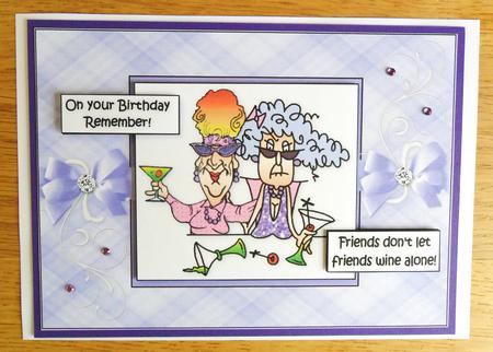 Stella and Edna Wine Together Quick Card by Johanna Lambert