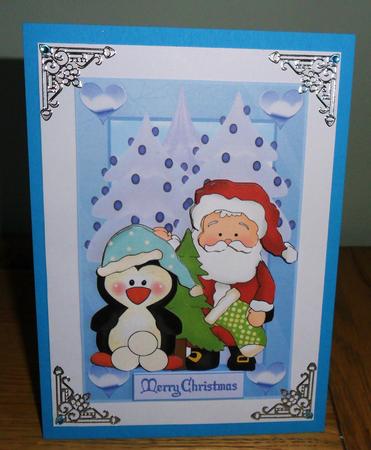 Christmas Santa in the Snow Decoupage Topper by Johanna Lambert