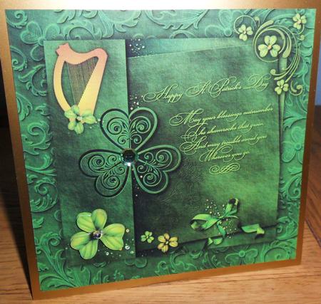 St Patrick's Day Blessing Square Card Front & Step by Step by Johanna Lambert