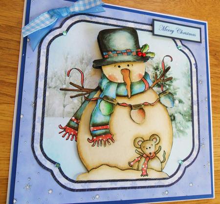 Snowman with His Mouse Friend by Johanna Lambert