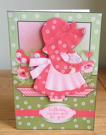 Cute Little Garden Bonnet Girl Quick Card by Johanna Lambert