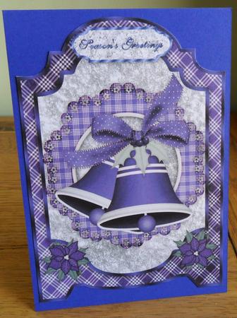Christmas Bells N Bows in Blue A4 Screen Card by Johanna Lambert