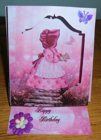 Lavender Sunbonnet Sue Shadow Box Easel by Johanna Lambert