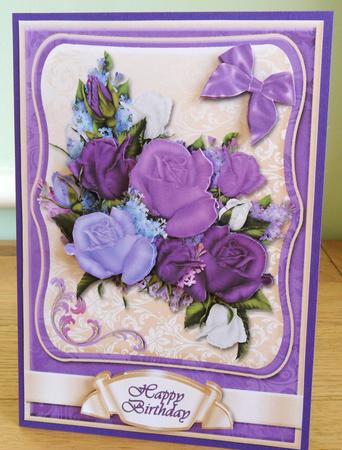 Purple Rose Bouquet Elegant Card Front by Johanna Lambert