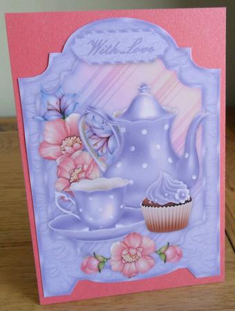 Teatime with Flowers in Blue A4 Screen Card Front by Johanna Lambert