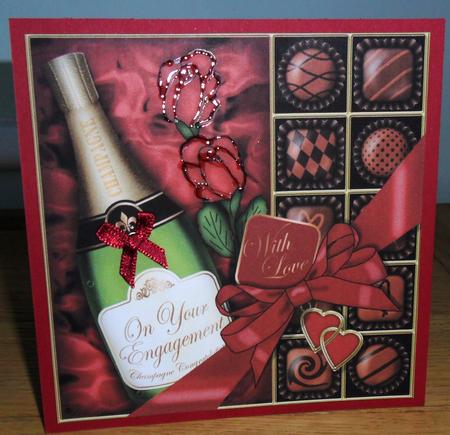 8 x 8 Engagement Champers Chocs N Roses Scalloped Corner by Johanna Lambert