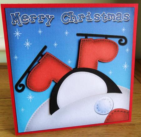 8 x 8 Opps Penguin! Fun Novelty Scalloped Corner Topper by Johanna Lambert