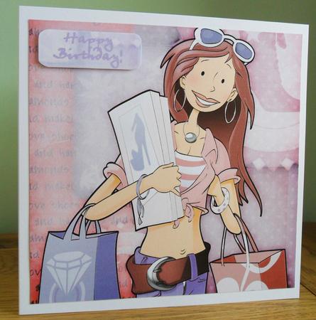 Shopaholic (pink) 8x8 Quick Card by Johanna Lambert