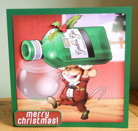 Christmas Gin Mouse! 8x8 Quick Card by Johanna Lambert