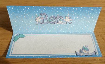 Xmas Ben with Snowmen Matching Large Dl Insert by Johanna Lambert