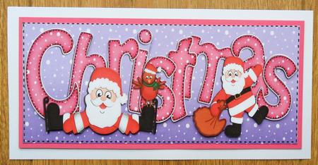 Large Dl Xmas Christmas with Santa Quick Card 3D Decoupage by Johanna Lambert