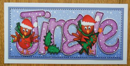Large Dl Xmas Jingle with Robins Quick Card N 3D Decoupage by Johanna Lambert