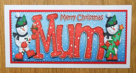 Large Dl Xmas Mum with Snowmen Quick Card 3D Decoupage by Johanna Lambert