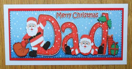 Large Dl Xmas Dad with Santa Quick Card 3D Decoupage by Johanna Lambert