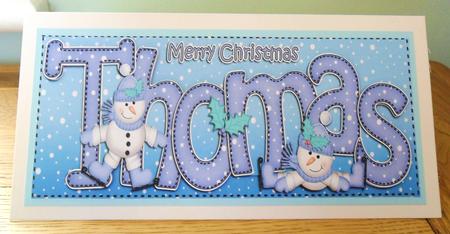 Xmas Large Dl Thomas Quick Card with Snowmen N 3D Decoupage by Johanna Lambert