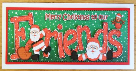 Large Dl Xmas Friends with Santa Quick Card 3D Decoupage by Johanna Lambert