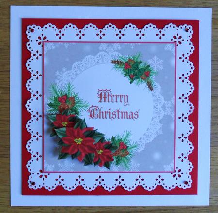 8x8 Merry Christmas with Poinsettias Decoupage by Johanna Lambert