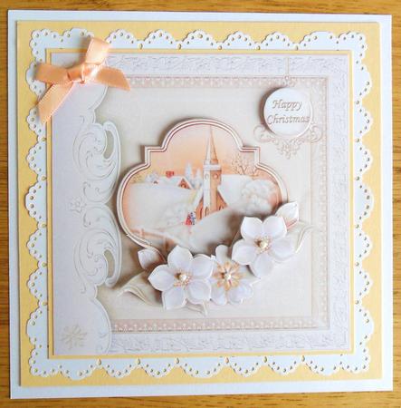 A White Christmas Vintage Church & Florals Decoupage by Johanna Lambert
