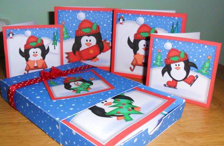 3D Top Drawer Xmas Cute Penguin Cards Bumper Kit by Johanna Lambert