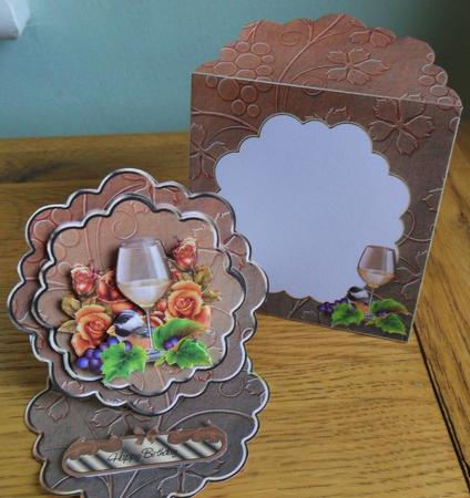Wine, Bird and Roses 2 1n 1 Scalloped Easel Card Kit by Johanna Lambert