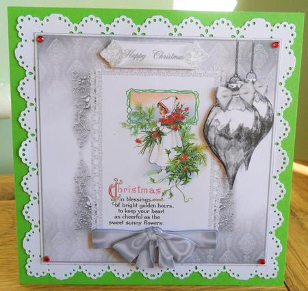 Pretty Vintage Poinsettia Girl Card Topper by Johanna Lambert