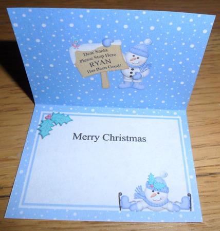 Xmas Snowman Ryan's Been Good Matching A5 Insert by Johanna Lambert