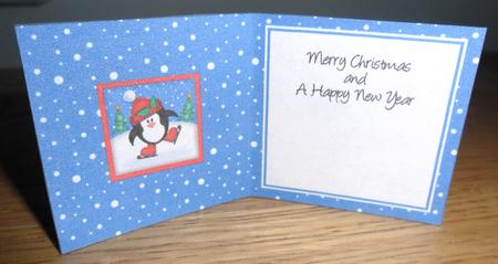 Xmas Skating Penguin Matching Insert Square Landscape by Johanna Lambert