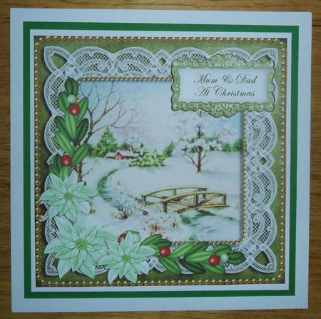Olive Snowscene Mum & Dad at Christmas 8in Sentiment Topper by Johanna Lambert