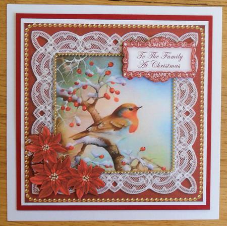 Red Robin to the Family at Christmas 8in Sentiment Topper by Johanna Lambert